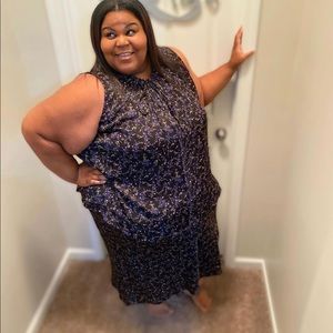 Dark blue floral top & Skirt